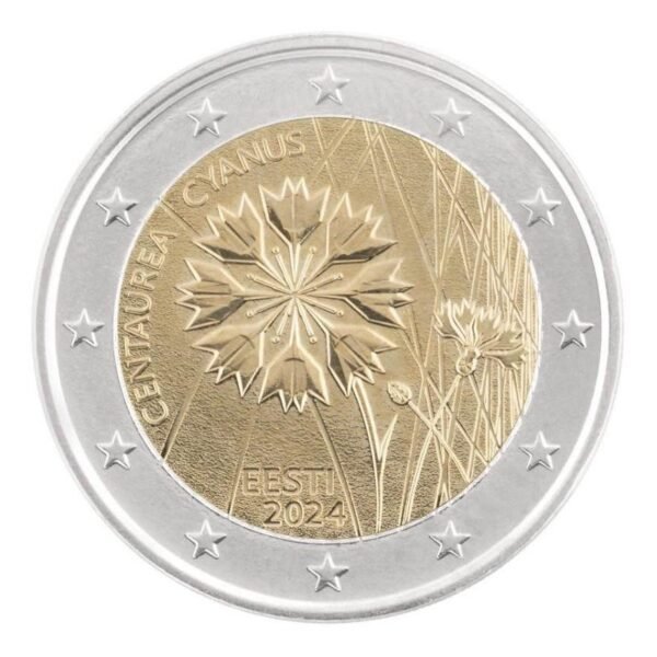 Estija 2024 2 euro proginė moneta - Rugiagėlė