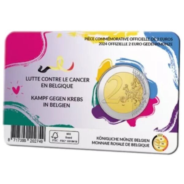 Belgija 2024 2 euro proginė moneta kortelėje - Kova su vėžiu (BU) Belgija 2024 2 euro proginė moneta kortelėje - Kova su vėžiu (BU)