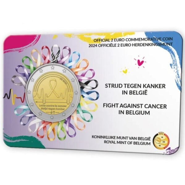 Belgija 2024 2 euro proginė moneta kortelėje - Kova su vėžiu (BU) Belgija 2024 2 euro proginė moneta kortelėje - Kova su vėžiu (BU)