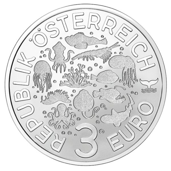 Austrija 2024 3 euro spalvota kolekcinė moneta - Mėlynasis jūrų chirurgas
