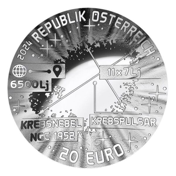 Austrija 2024 20 euro sidabrinė kolekcinė spalvota moneta - Supernova (PROOF)