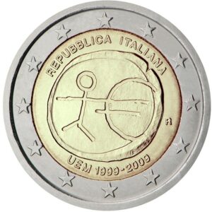 Italija 2009 2 euro ritinėlis - Ekonominės ir pinigų sąjungos 10-metis (EMU)