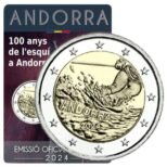 Andora 2024 2 euro proginė moneta kortelėje - 100 metų slidinėjimui Andoroje (BU)