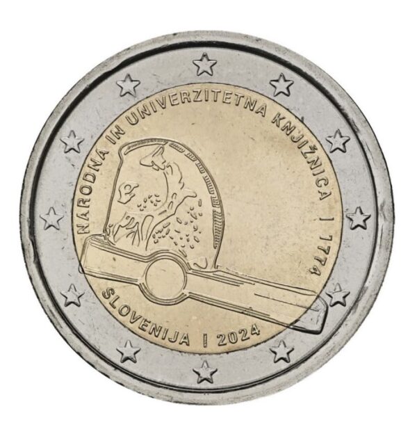 Slovėnija 2024 2 euro proginė moneta - Nacionalinė ir universitetinė biblioteka