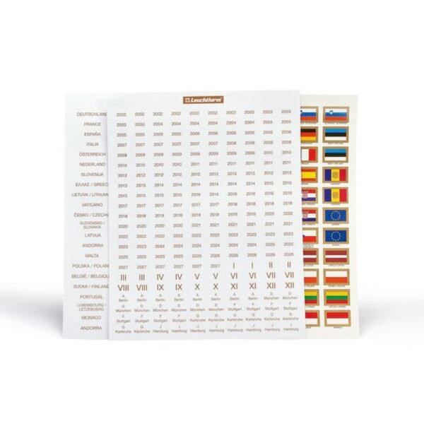 Leuchtturm vėliavų komplektas euro monetoms  (lipdukai) Leuchtturm vėliavų komplektas euro monetoms (lipdukai)
