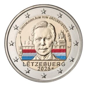 Liuksemburgas 2025 2 euro spalvota proginė moneta kortelėje - Didžiojo kunigaikščio Henri įžengimo į sostą 25-metis (BU)