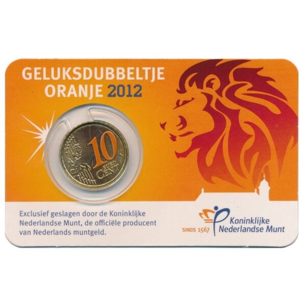 Nyderlandai 2012 10 euro cent spalvota moneta kortelėje (BU)