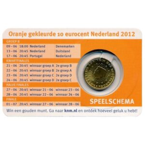 Nyderlandai 2012 10 euro cent spalvota moneta kortelėje (BU)