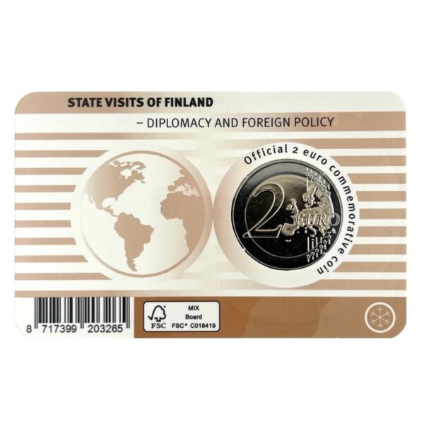 Suomija 2025 2 euro proginė moneta kortelėje - Diplomatija ir užsienio politika (BU)