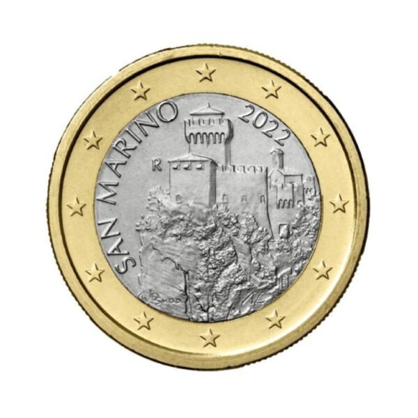 San Marinas 2022 1 euro nacionalinė moneta San Marinas 2022 1 euro nacionalinė moneta