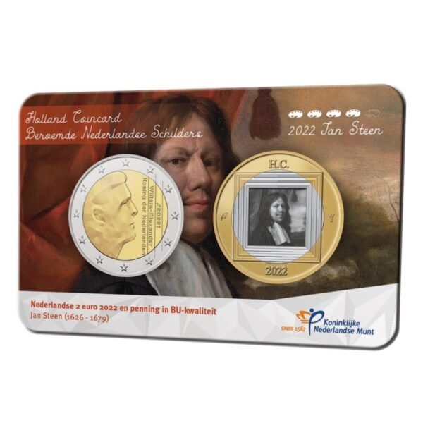 Nyderlandai 2022 2 euro nacionalinė moneta kortelėje su medaliu tapytojui Jan Steen Nyderlandai 2022 2 euro nacionalinė moneta kortelėje su medaliu tapytojui Jan Steen