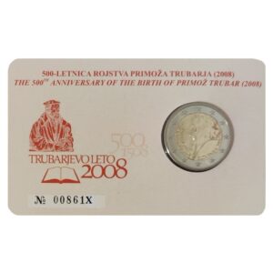 Slovėnija 2008 2 euro proginė moneta kortelėje - Primož Trubar gimimo 500-metis (BU)