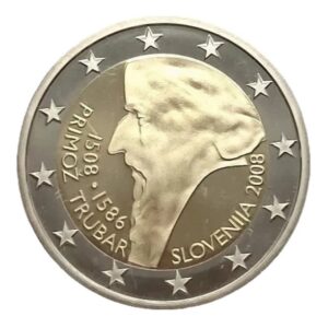 Slovėnija 2008 2 euro proginė moneta kapsulėje - Primož Trubar gimimo 500-metis (PROOF)