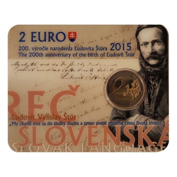 Slovakija 2015 2 euro proginė moneta kortelėje - Ludovit Štur gimimo 200-metis (BU)