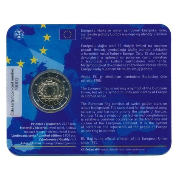 Slovakija 2015 2 euro proginė moneta kortelėje - Vėliava (BU) Slovakija 2015 2 euro proginė moneta kortelėje - Vėliava (BU)