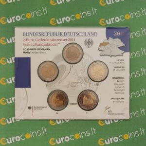 Vokietija 2011 2 euro proginės monetos kortelėje - Šiaurės Reinas-Vestfalija A-D-F-G-J (BU)