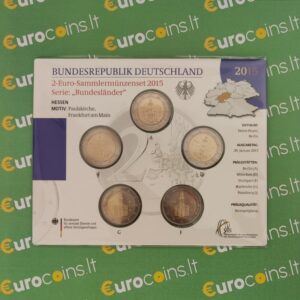 Vokietija 2015 2 euro proginės monetos kortelėje - Hesenas A-D-F-G-J (BU)