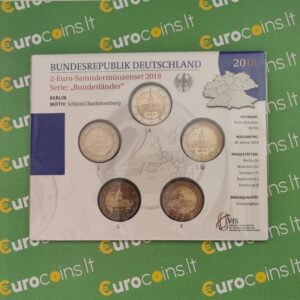 Vokietija 2018 2 euro proginės monetos kortelėje - Berlynas A-D-F-G-J (BU)