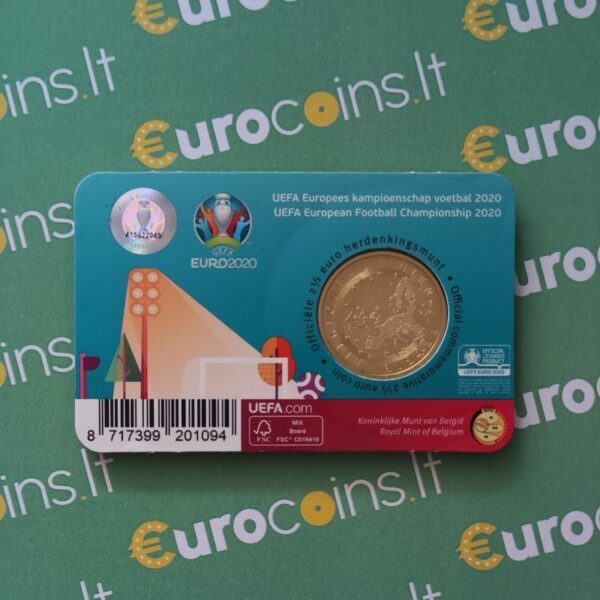 Belgija 2021 2,5 euro proginė moneta kortelėje - UEFA EURO2020 (BU)