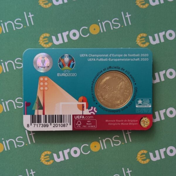 Belgija 2021 2,5 euro proginė moneta kortelėje su klaida - UEFA EURO2020 (BU)