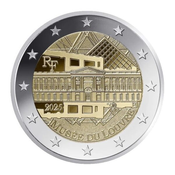 Prancūzija 2025 2 euro proginė moneta dėžutėje - Luvras (PROOF)