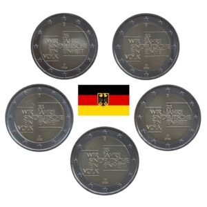 Vokietija 2025 2 euro proginės monetos - 35 metai Vokietijos vienybei (A, D, F, G, J)