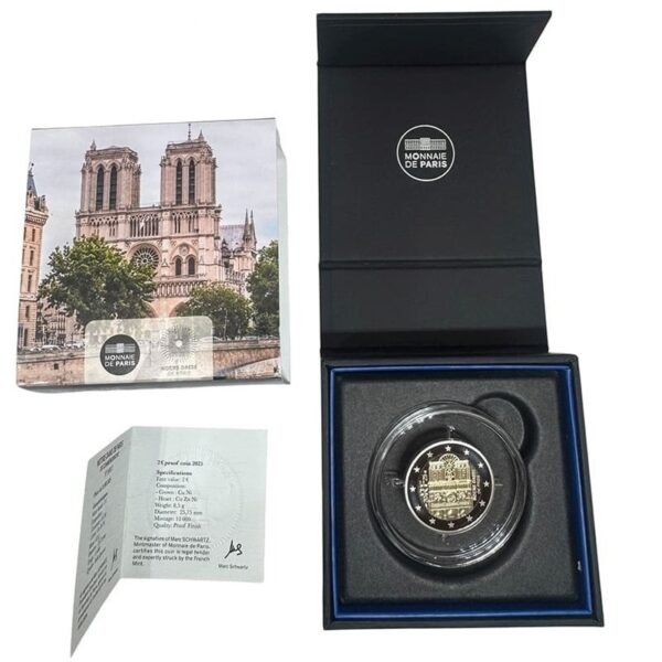 France 2euro 2025 NotreDame proof in box