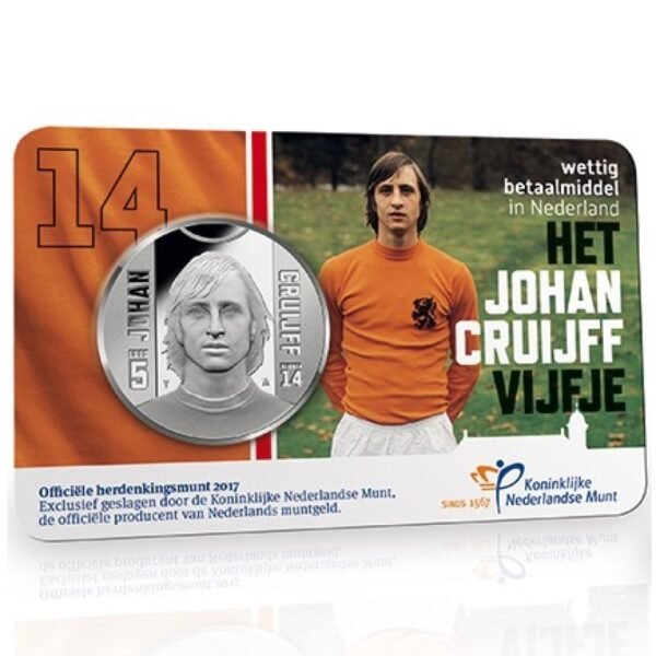 Netherlands 2017 5euro coincard-Johan Cruijf Netherlands 2017 5euro coin in coincard Johan Cruijf