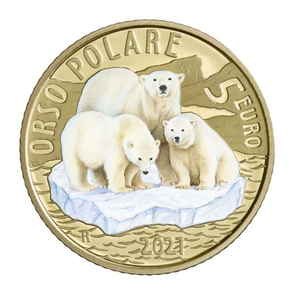 Italy 2021 5 euro Polar Bear Proof