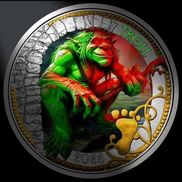 Austrija 2025 3 euro coin Troll ultraviolet