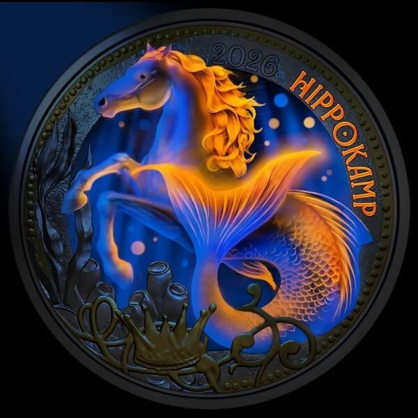 Austrija 2026 3 euro coin Hippokamp ultraviolet