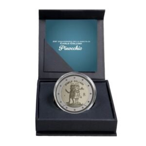 Italy 2 euro coin 2026 Pinocchio proof reverse in box