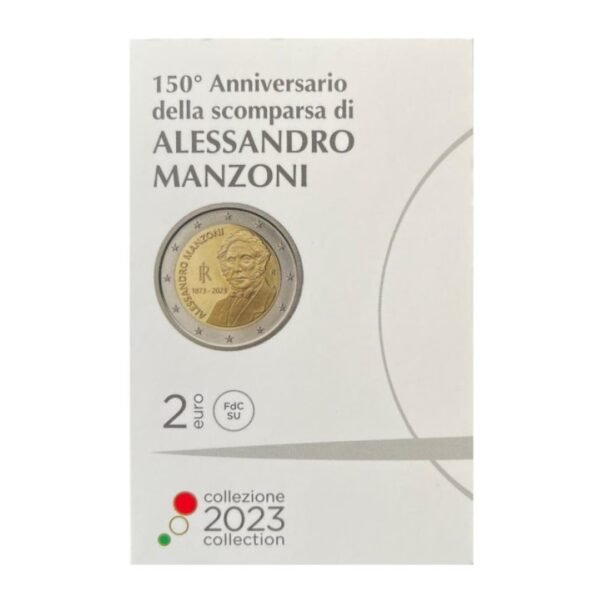 Italy 2 euro coin 2023 Manzoni BU coincard