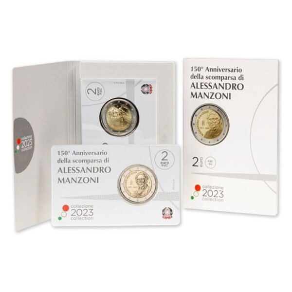Italy 2 euro coin 2023 Manzoni BU coincard