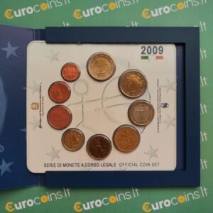Italy 2009 BU euro coins set with 2 euro EMU in folder Italy 2009 BU euro coins set with 2 euro EMU in folder