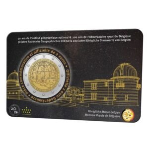 Belgium 2 euro 2026 National Geographic Institute and Royal observatory coincard_FR