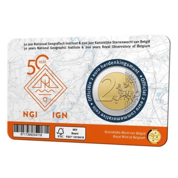 Belgium 2 euro 2026 National Geographic Institute and Royal observatory coincard_FR back Belgium 2 euro 2026 National Geographic Institute and Royal observatory coincard_FR back