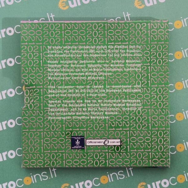 Greece 2021 5 euro silver coin Campanula saxatilis folder back