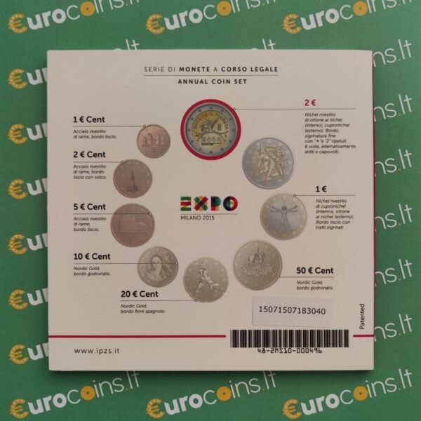 Italy 2015 BU euro coins set EXPO Milano folder