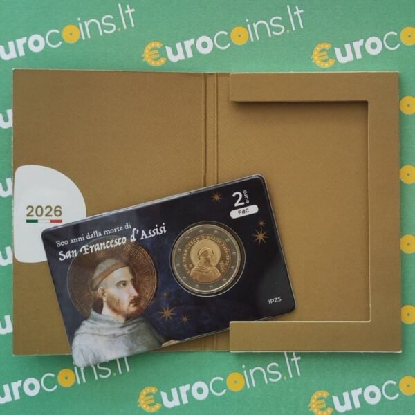 Italy 2 euro coin 2026 Assisi BU in coincard