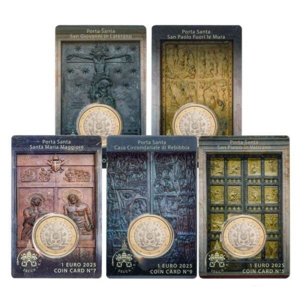 Vatican 2025 1 euro coin in cards series The Holy Doors all Vatican 2025 1 euro coin in cards series The Holy Doors all