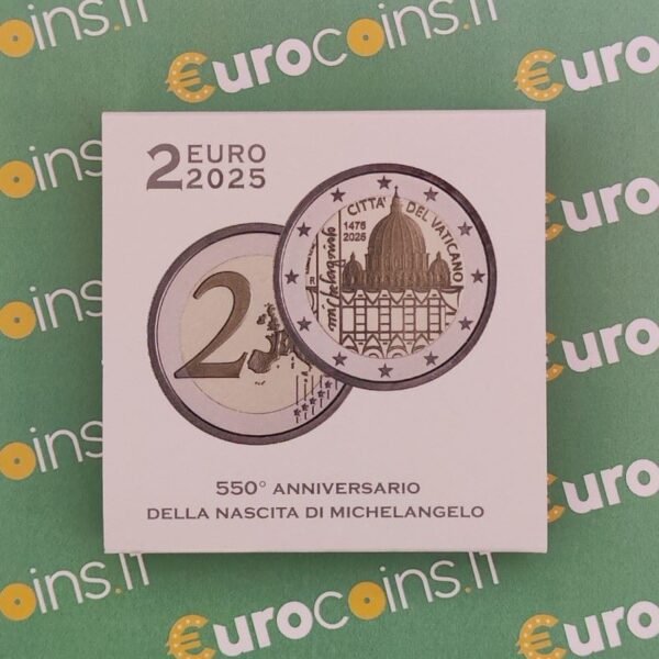 Vatican 2 euro coin 2025 Michelangelo PROOF box